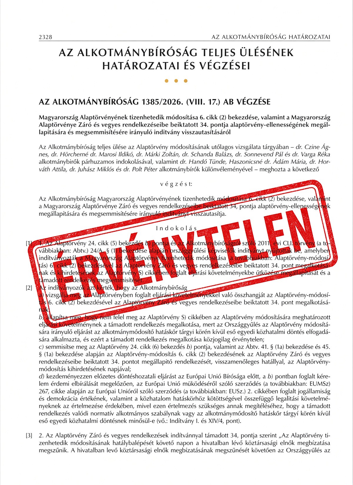 📌Súlyos aggályok merülnek fel az Alkotmánybíróság döntései kapcsán