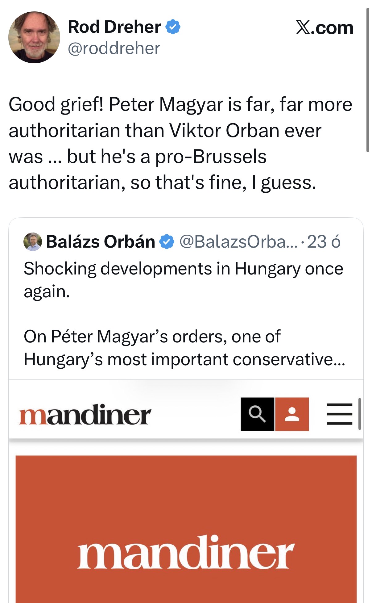 Védett: 📌Rod Dreher nekiment Magyar Péternek